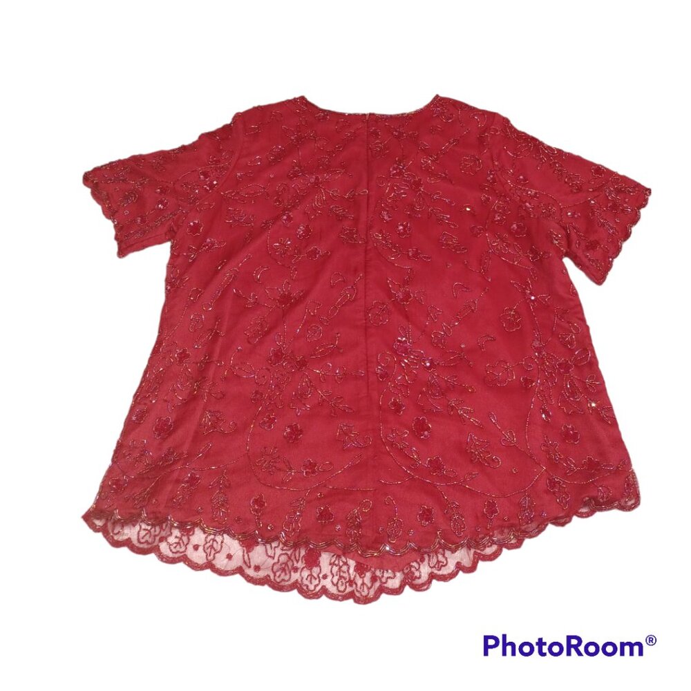 Elegant Red Embroidered Top